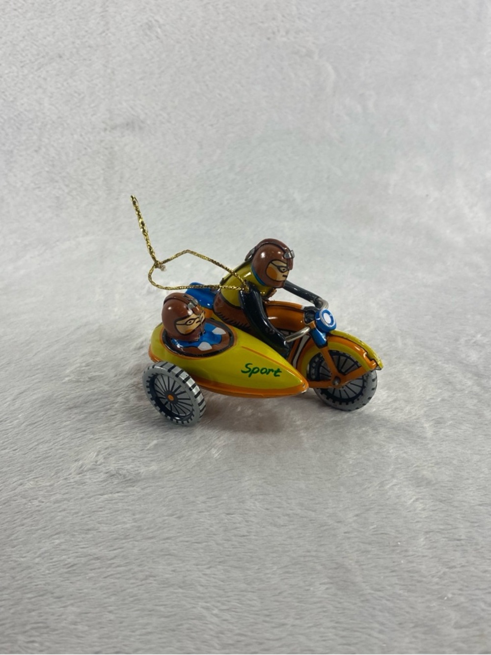 Vintage Retro Tin Toy Motorcycle and Side Car Christmas Tree Ornament